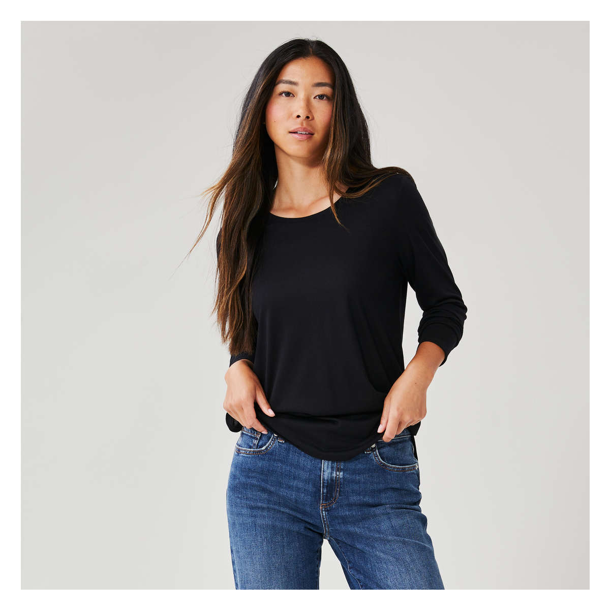 Relaxed-Fit Long Sleeve in JF Black from Joe Fresh